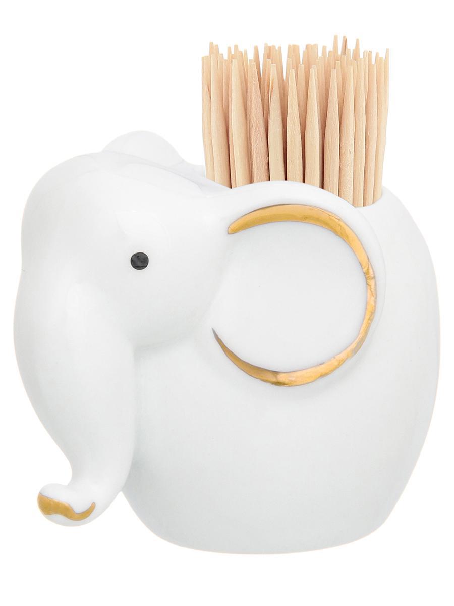 Изображение товара Вазочка под зубочистки Слон из фарфора 6x4x5 см ELAN GALLERY