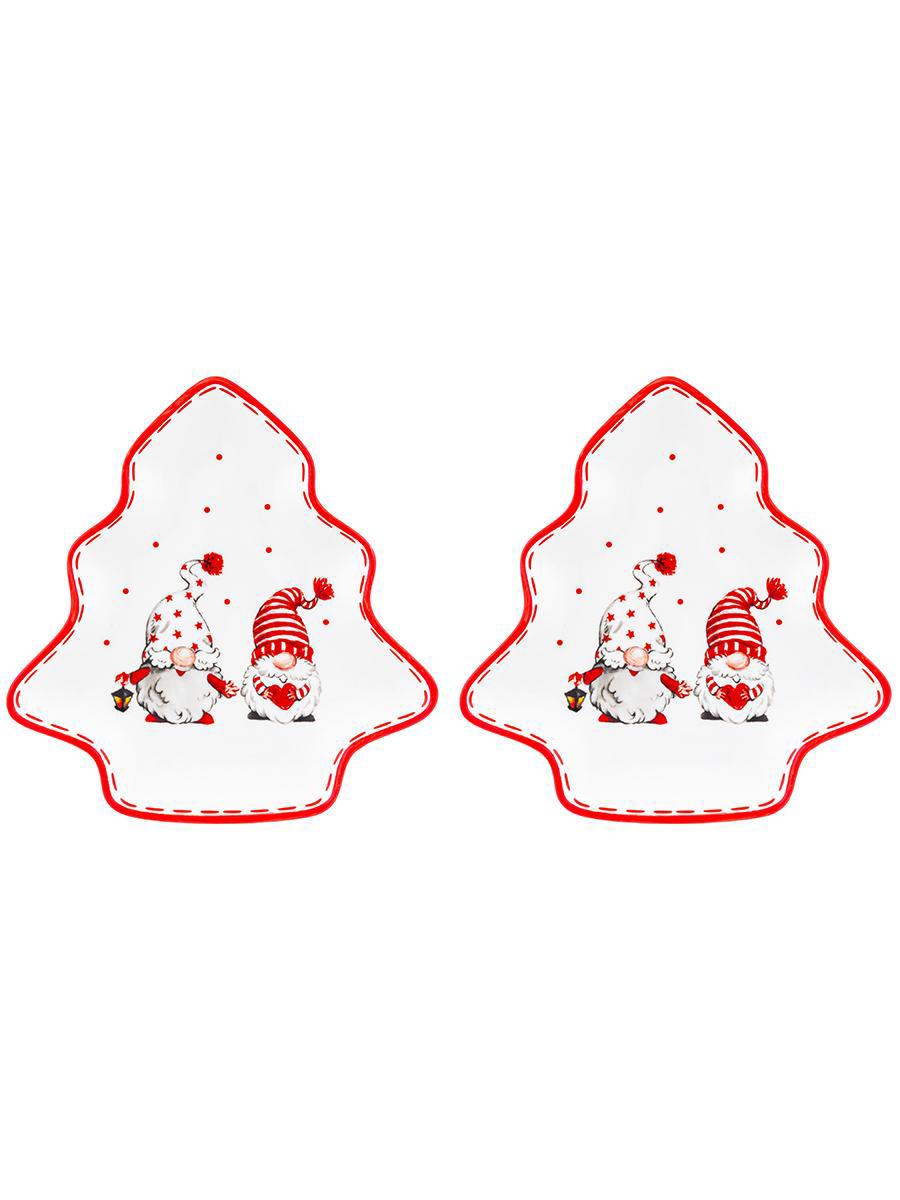 Изображение товара Набор блюд елочка Веселые гномики 21,4x20,8 см фарфор 2 шт