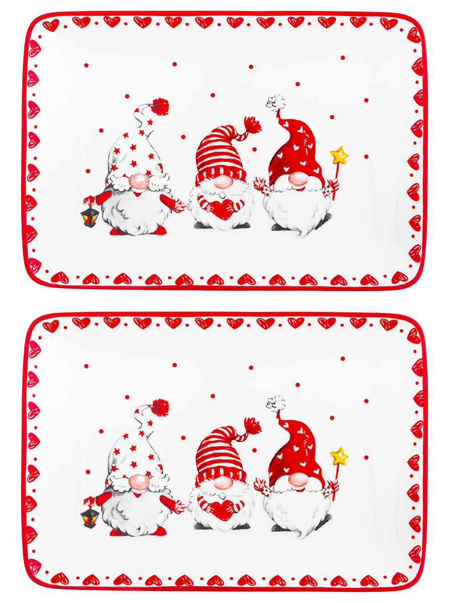 Изображение товара Набор прямоугольных блюд Веселые гномики из фарфора 2 шт