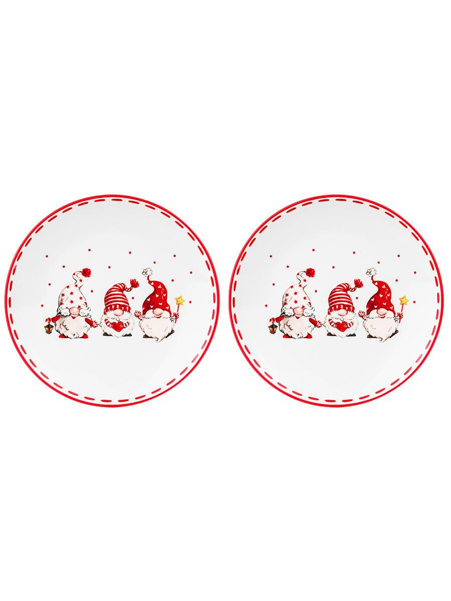 Изображение товара Набор 2 тарелок Весёлые гномики фарфор 20.3 см праздничная сервировка