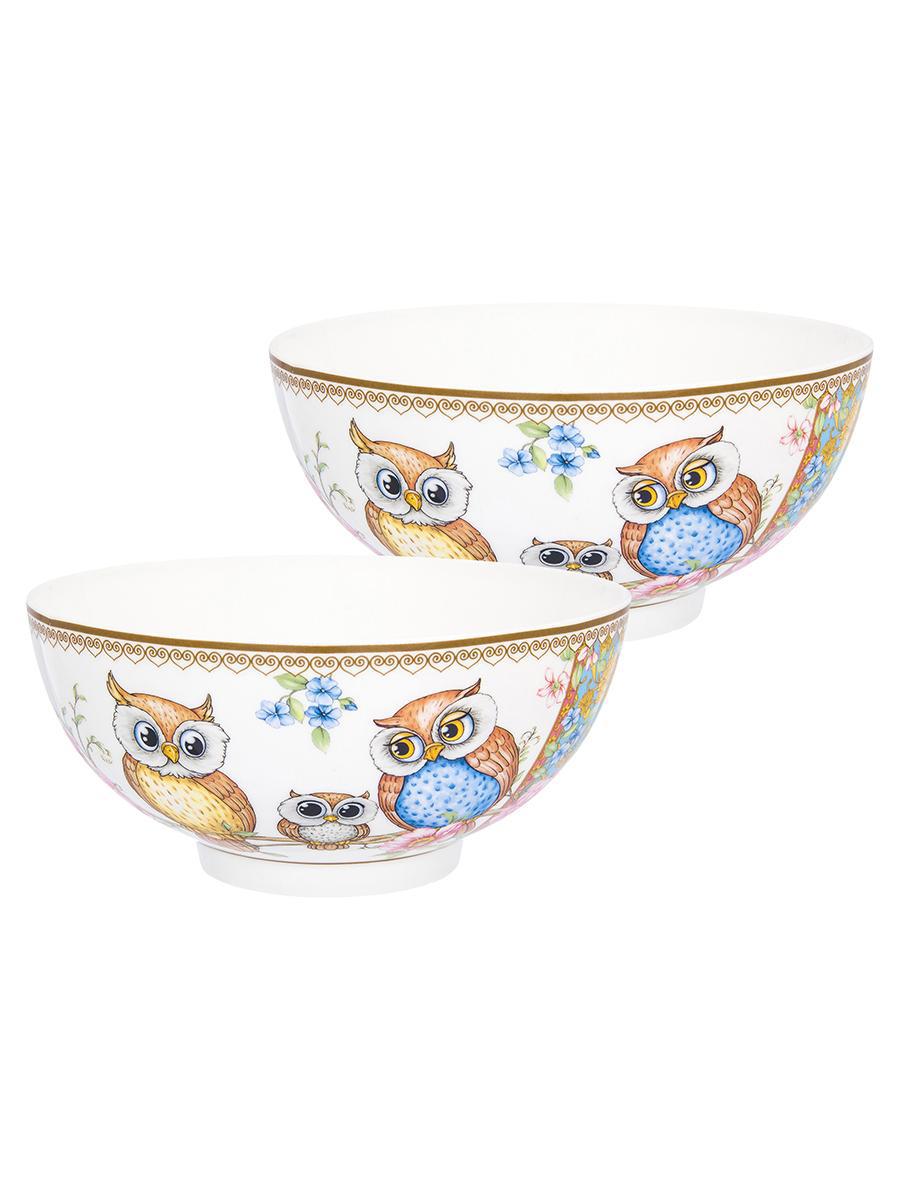 Изображение товара Салатник Elan Gallery "Совушки" New Bone China 15x15x7 см 700 мл 2 шт