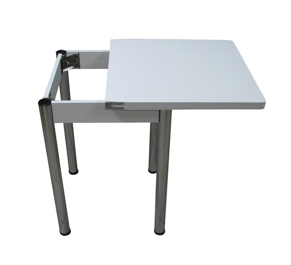 Изображение товара Кухонный поворотно-раскладной стол 58x58 см белый с хром каркасом