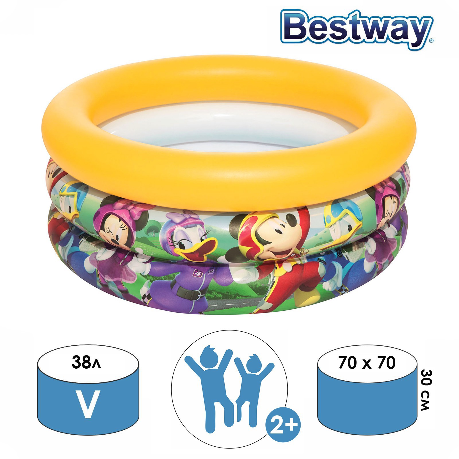 Изображение товара Бассейн надувной Bestway 91018 Микки Маус 70x30 см