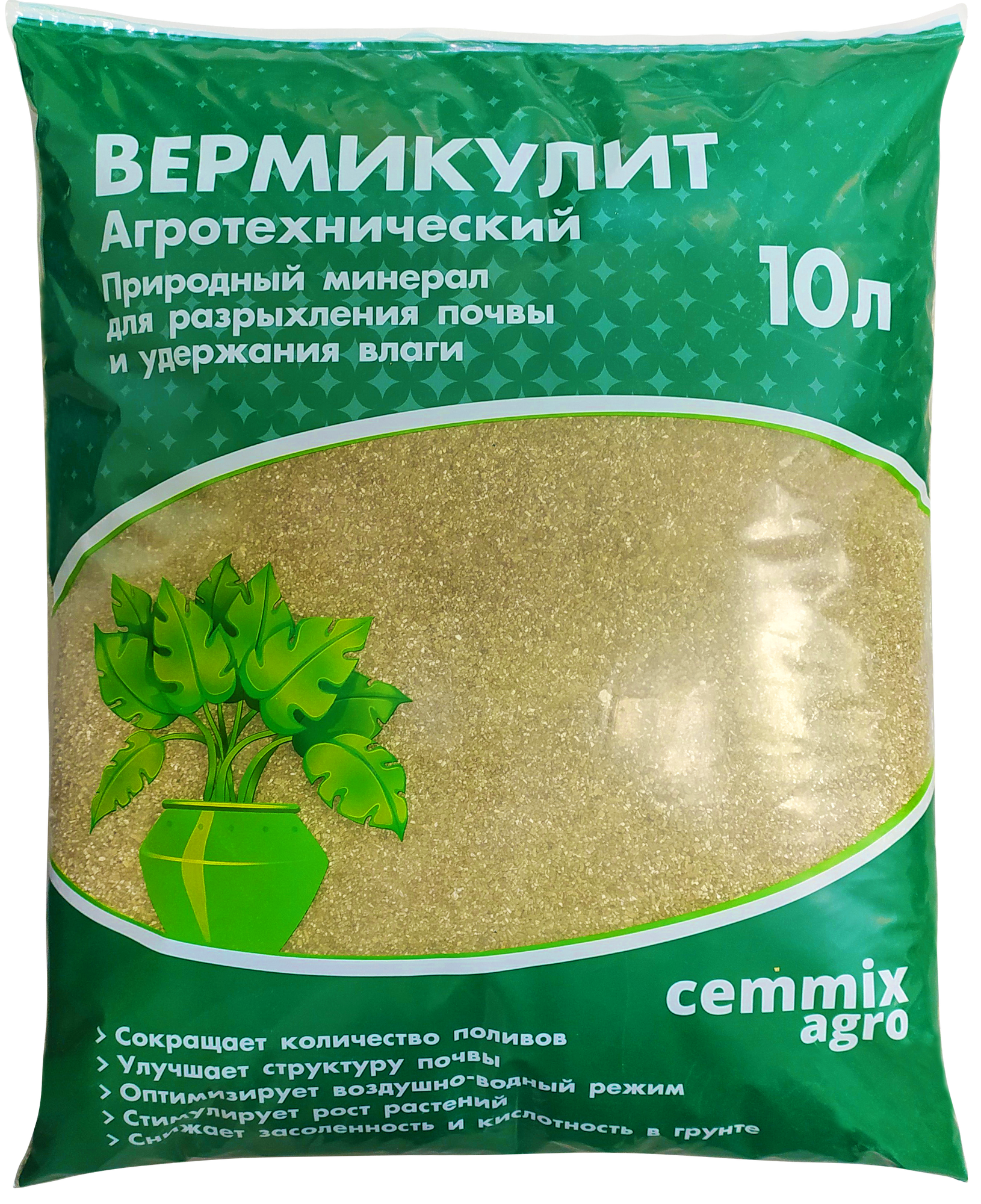Изображение товара Вермикулит агротехнический Cemmix 10 л для удобрения и улучшения почвы