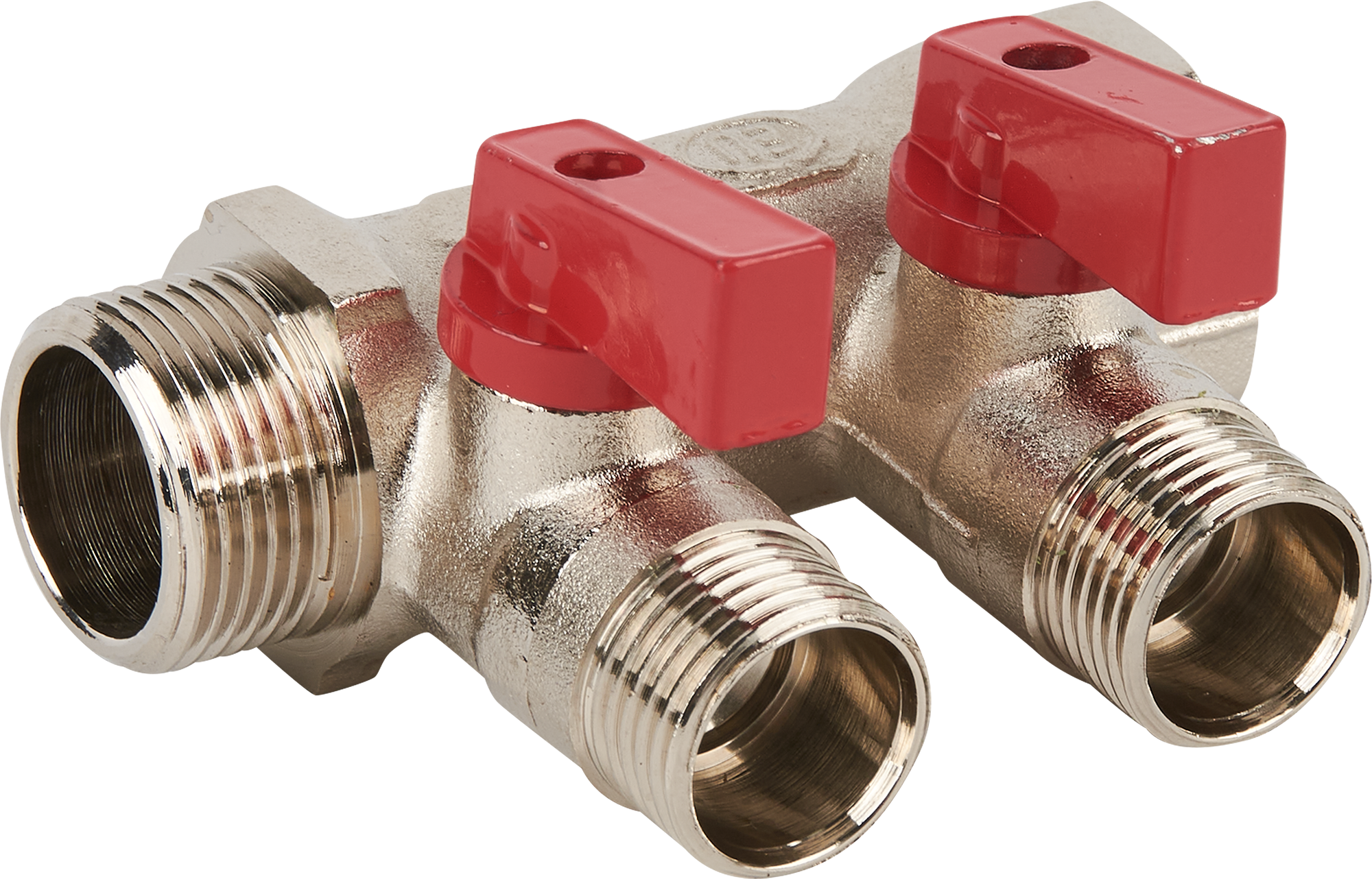 Изображение товара Коллектор Euros на 2 выхода латунь 3/4"x1/2" для водоснабжения