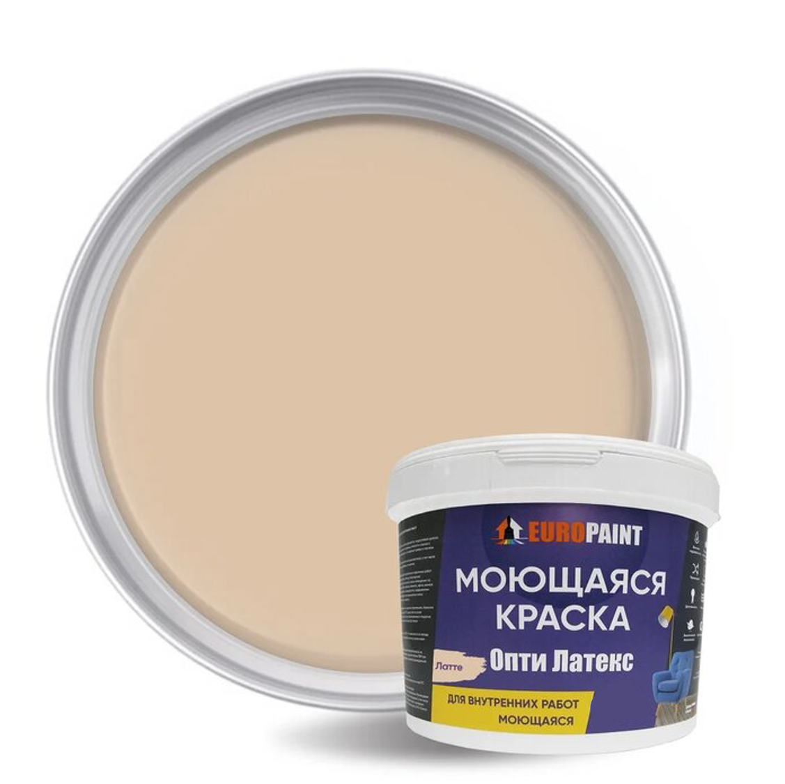 Изображение товара Краска для стен и потолков EUROPAINT цвет латте 10 л