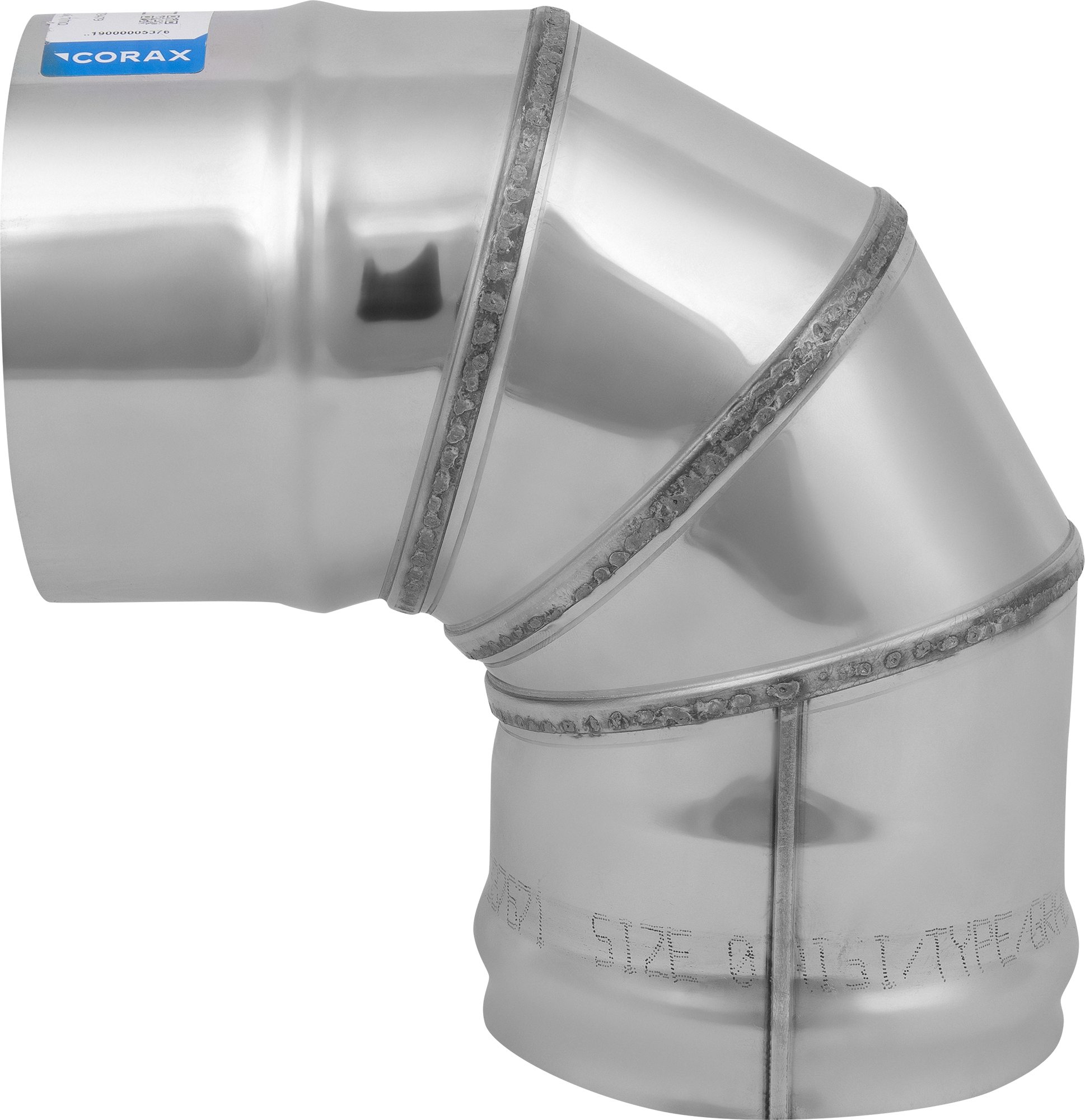 Изображение товара Колено Corax 90° D115 мм из оцинкованной стали для дымохода 0.8 мм