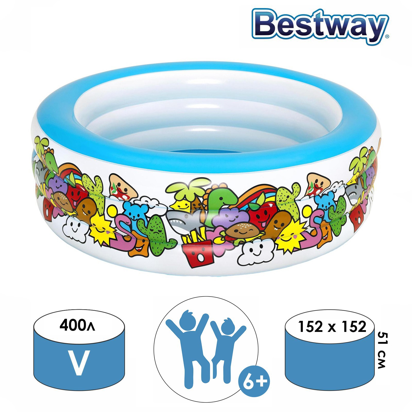 Изображение товара Надувной бассейн Bestway 51121 Персонаж 152x51 см для детей от 6 лет