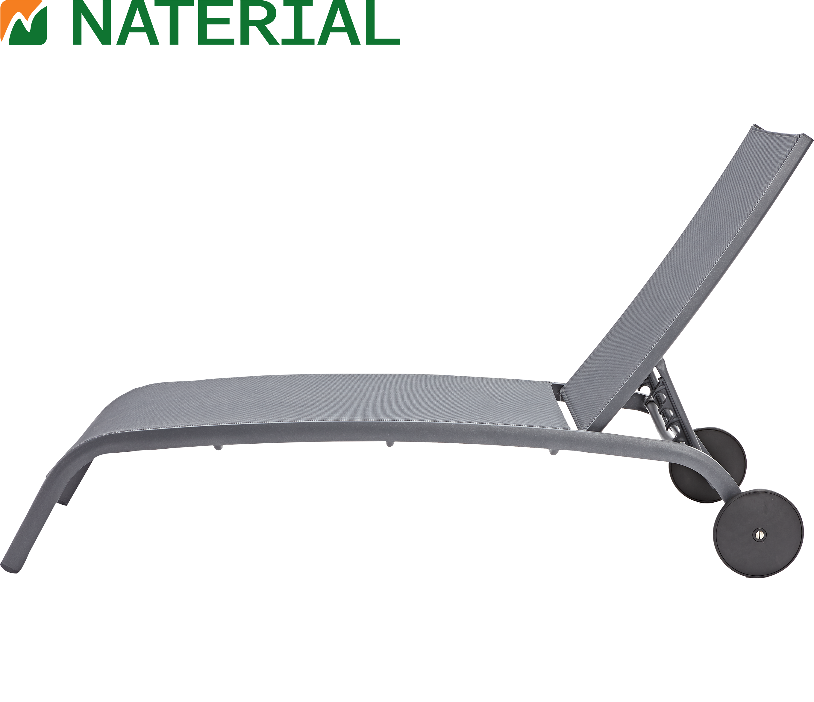 Изображение товара Шезлонг с колесами NATERIAL Lyra 207х63 см алюминий текстиль темно-серый