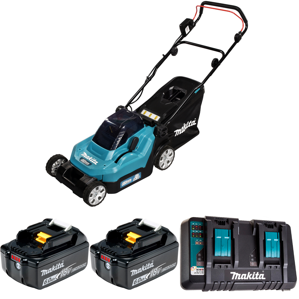 Изображение товара Газонокосилка аккумуляторная Makita DLM382PG2 с АКБ и ЗУ в комплекте