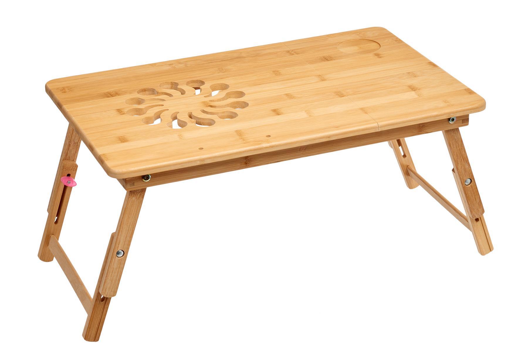 Изображение товара Столик-поднос для ноутбука и завтрака из бамбука 55x35 см регулируемый