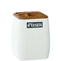 Изображение товара Стакан Fixsen White Wood для зубных щеток белый пластик глянцевый 10 см