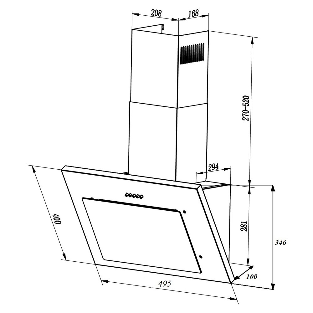 Изображение товара Вытяжка Lex Mika 500 наклонная 50x80 см черная со светодиодной подсветкой