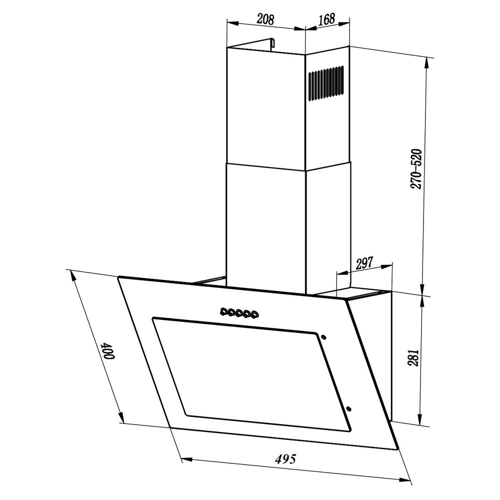 Изображение товара Наклонная вытяжка Lex Mika G 500 White 49.50x80.10x29.70 см цвет белый