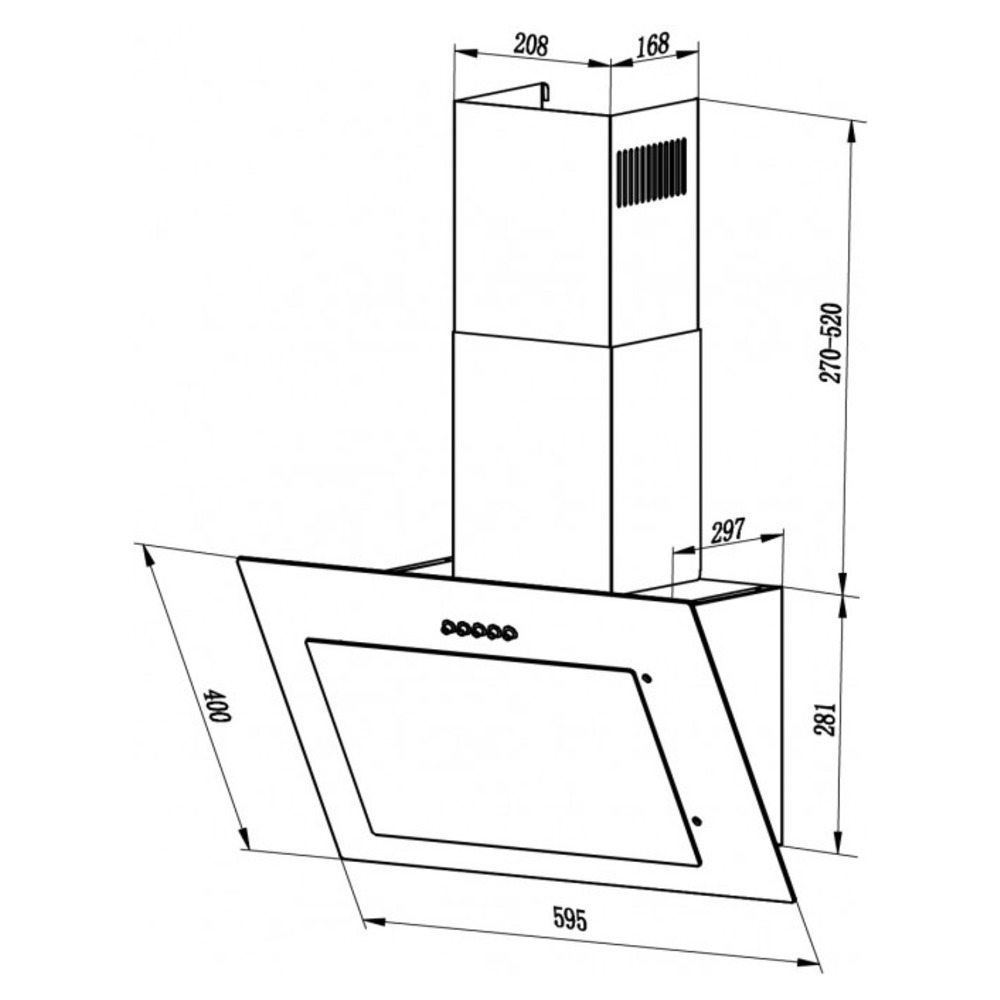 Изображение товара Вытяжка Lex Mika G 600 WHITE наклонная 60x36.5 см с LED подсветкой