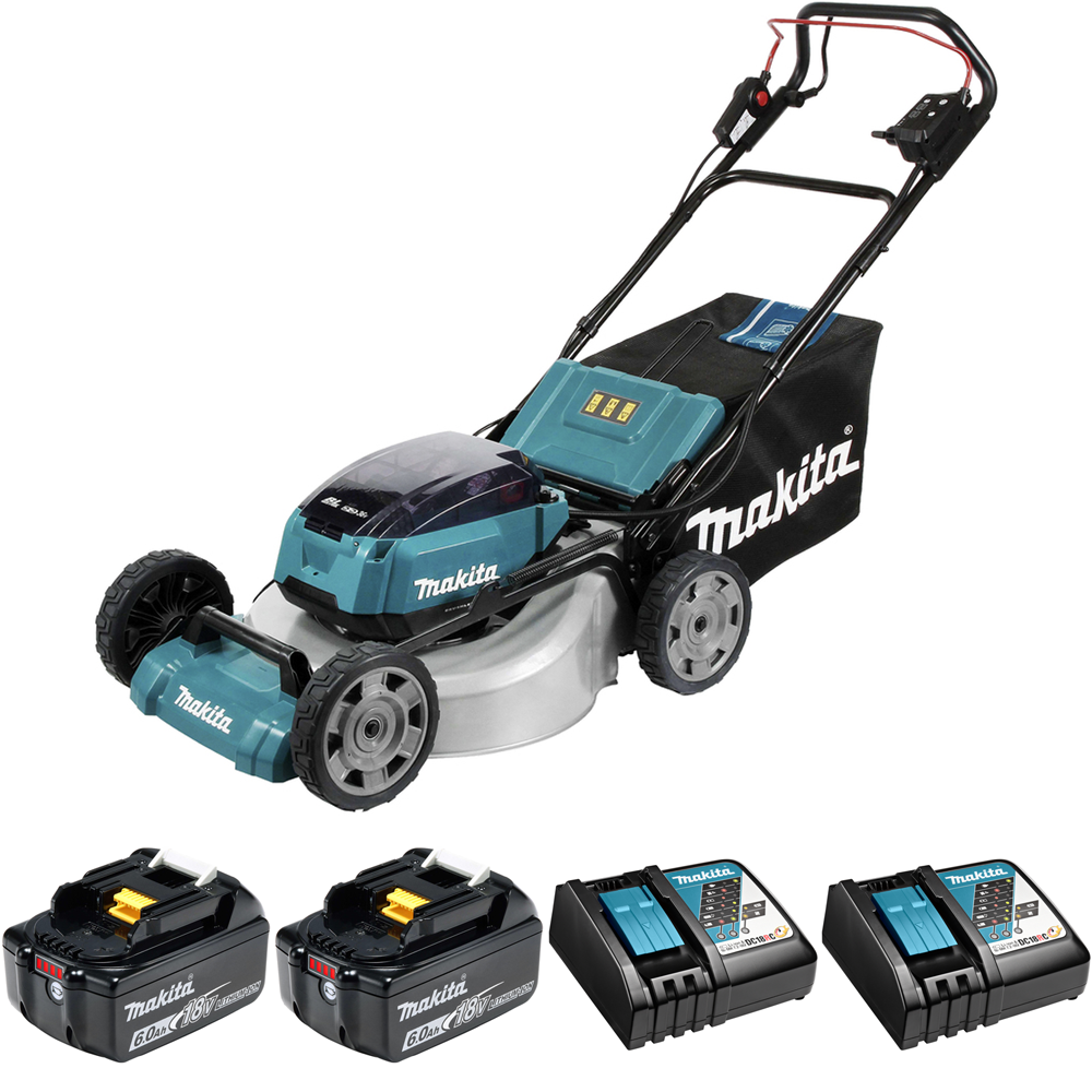 Изображение товара Аккумуляторная газонокосилка Makita DLM532 36В 53 см с АКБ и ЗУ в комплекте