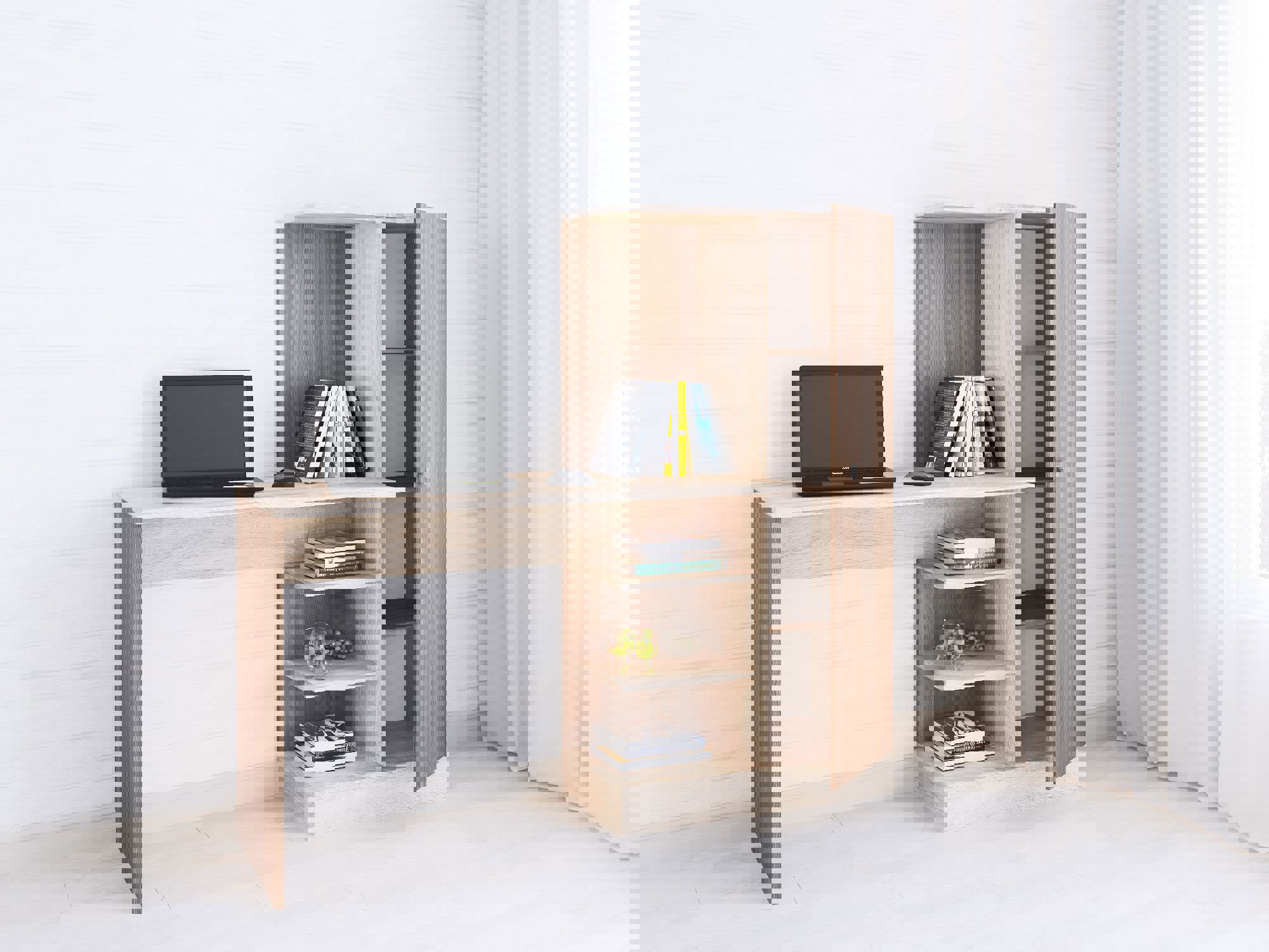 Изображение товара Стол компьютерный Тэкс Квартет-6 145x135x50 см ДСП цвет ясень 00-00003642