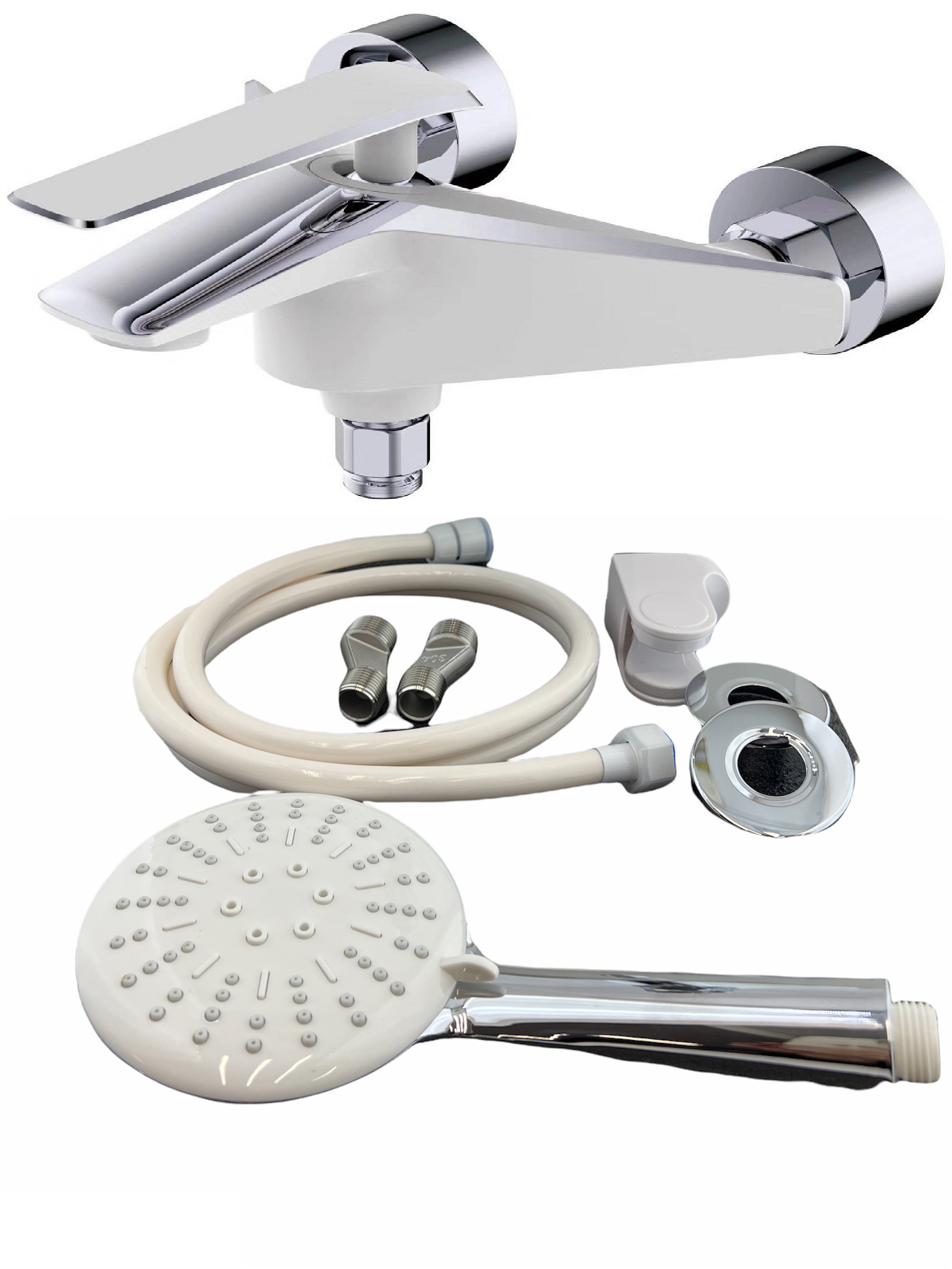 Изображение товара Современный рычажный смеситель для ванны OUTE T10902 белый с коротким изливом