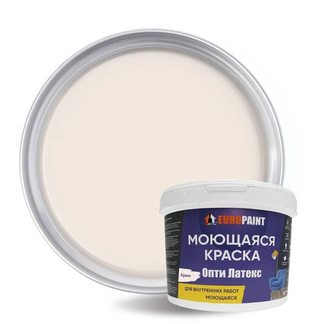 Изображение товара Краска EUROPAINT Опти Латекс цвет крем 3 л