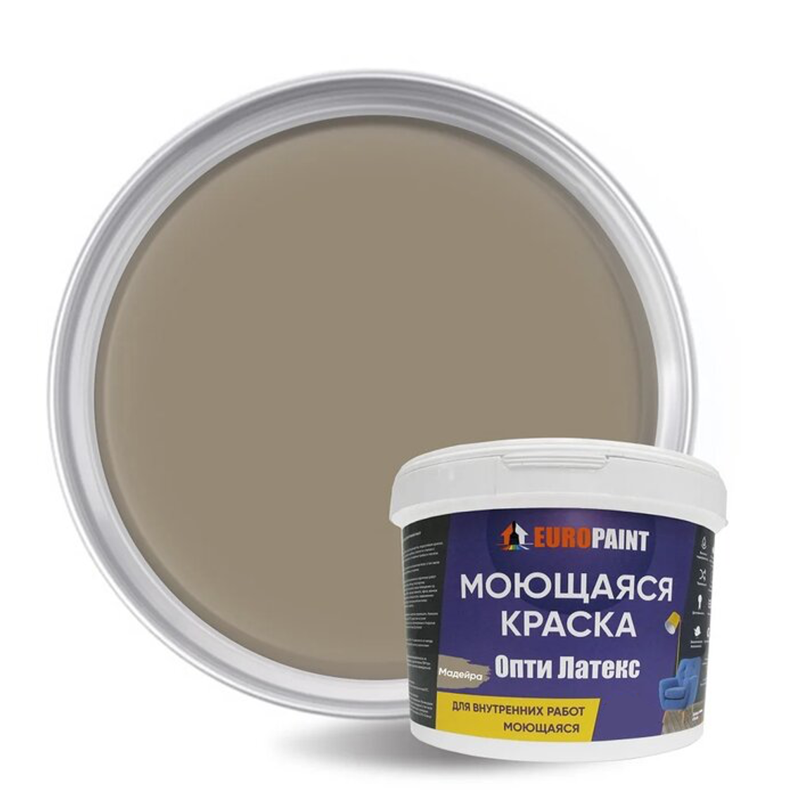 Изображение товара Краска EUROPAINT Опти Латекс цвет мадейра 3 л