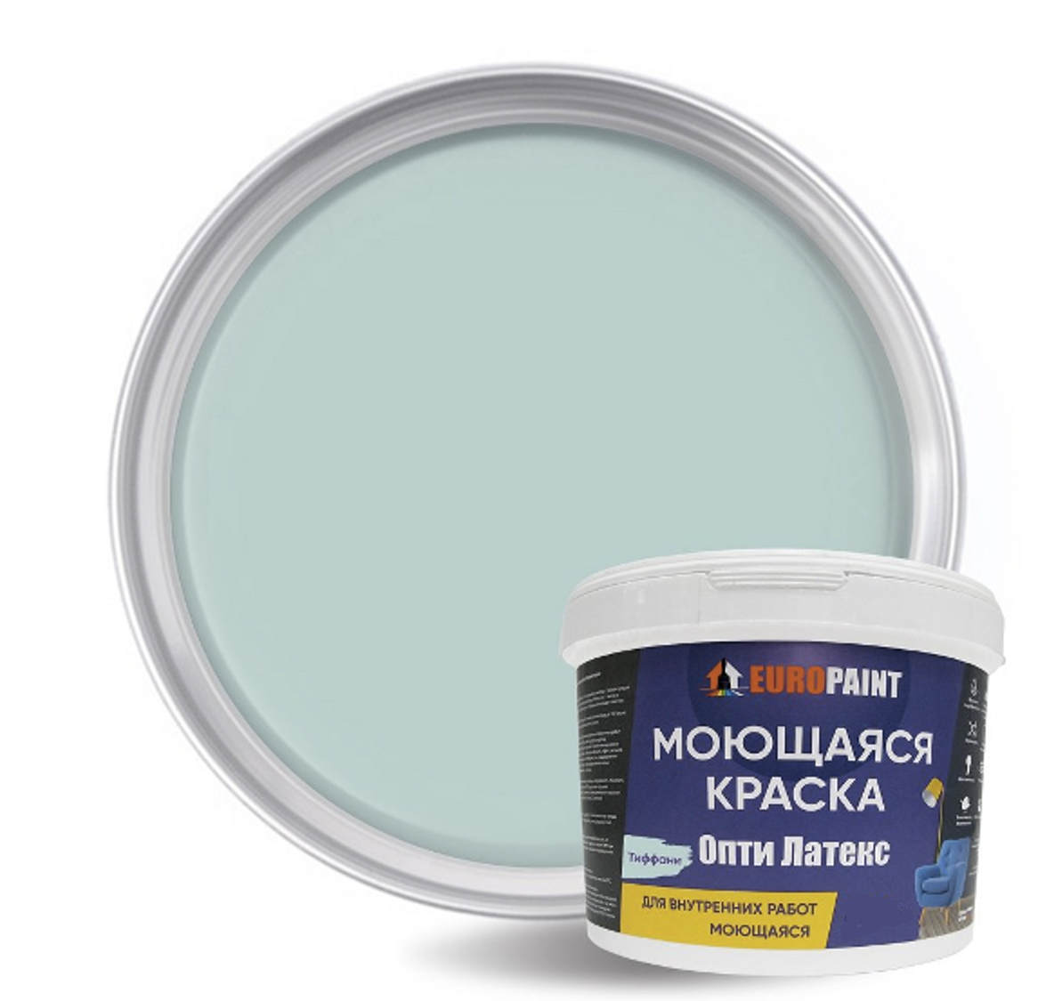 Изображение товара Краска EUROPAINT Опти Латекс Тиффани 1 л для внутренних помещений