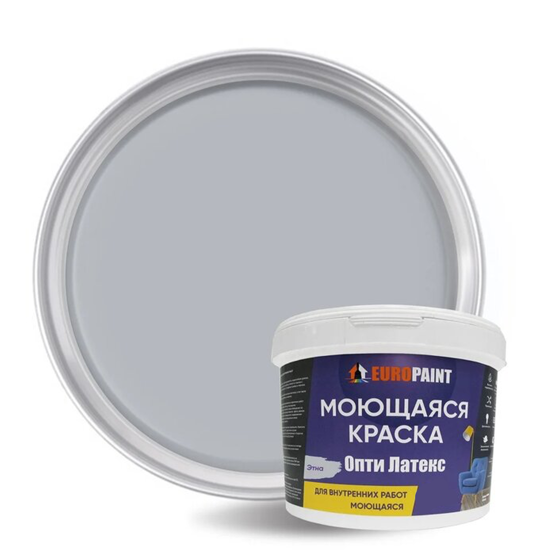 Изображение товара Краска EUROPAINT Опти Латекс Этна 10л Водоотталкивающая матовая