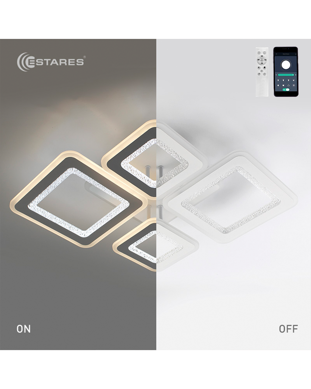 Изображение товара LED Люстра потолочная ESTARES S квадрат RGB 20 м² управление смартфоном