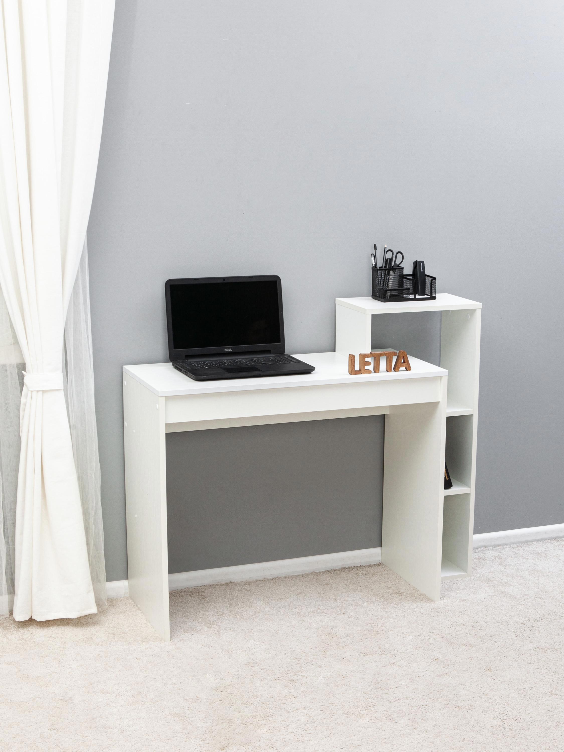 Изображение товара Стол рабочий Letta Мальта с надстройкой белый для небольших помещений