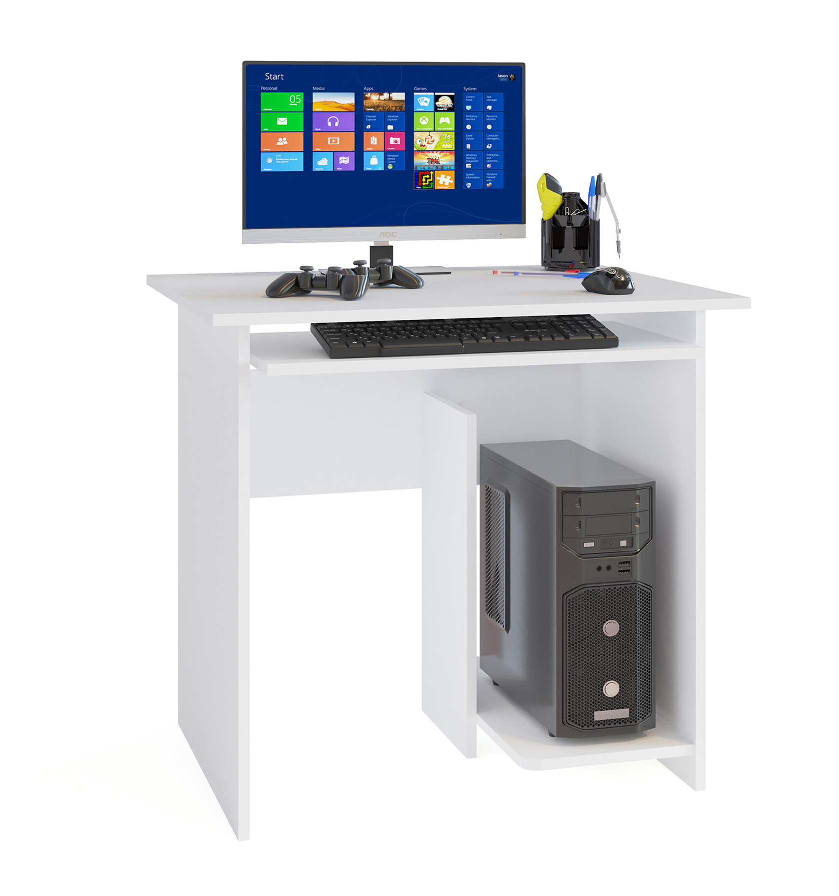 Изображение товара Компьютерный стол Сокол 80x74x60 см белый офисный стол ламинированная ДСП