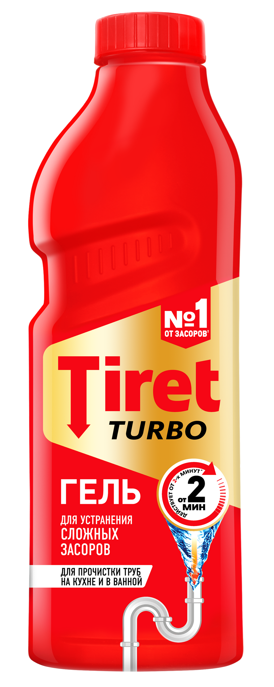 Изображение товара Гель для удаления засоров Tiret Turbo 1 л - эффективное средство для прочистки труб