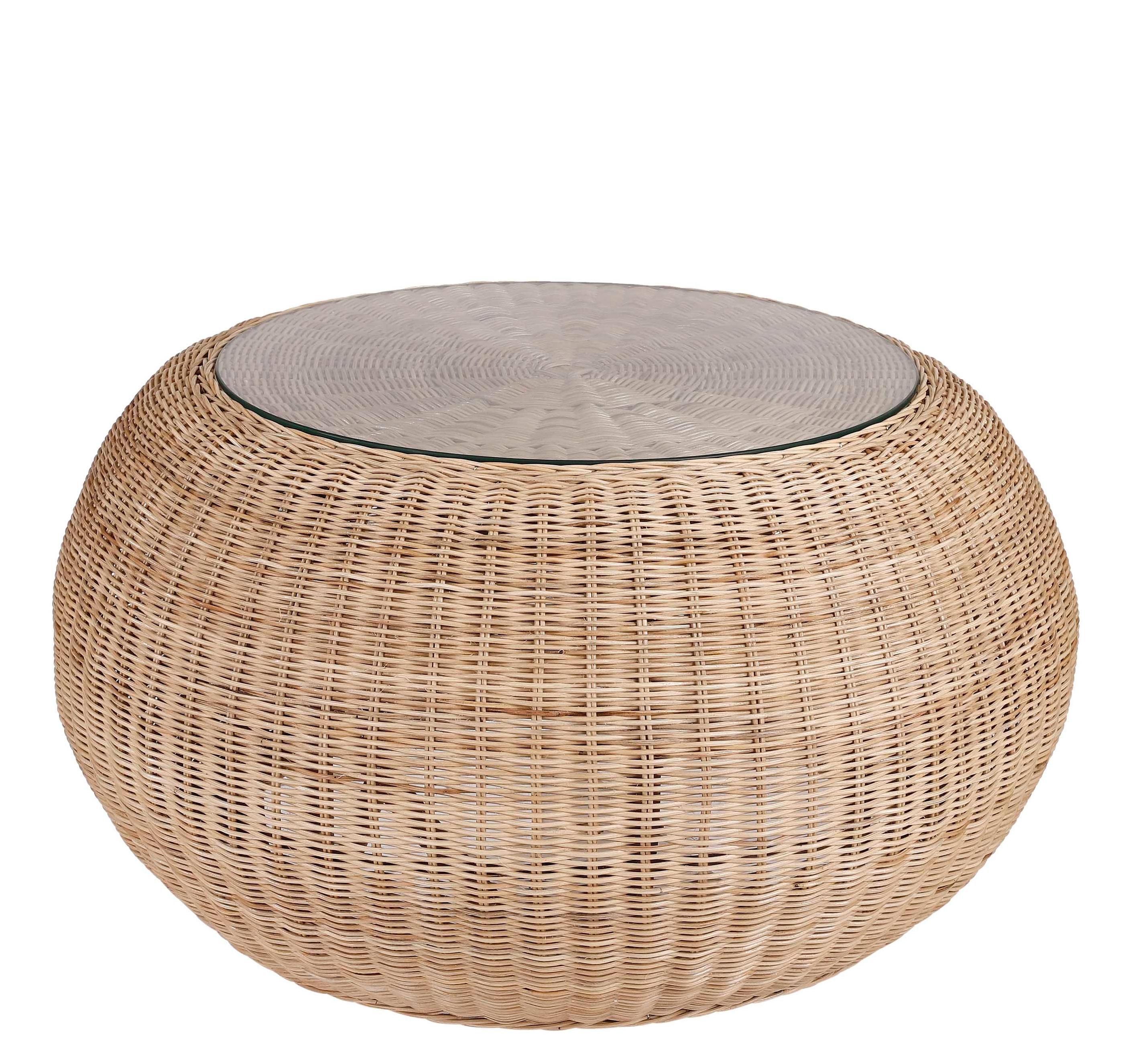 Изображение товара Круглый садовый столик из искусственного ротанга ø82 см коричневый