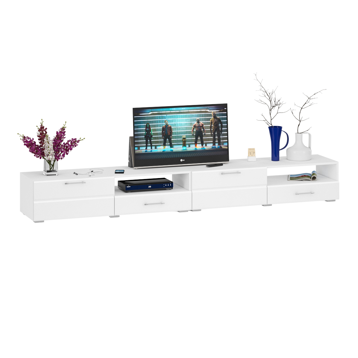 Изображение товара Стильная белая тумба под телевизор Свк 1023626 280x35x46 см ЛДСП МДФ