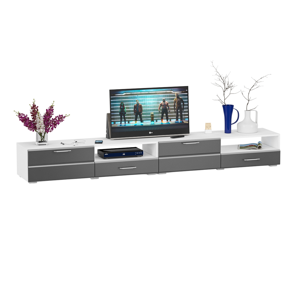 Изображение товара Современная тумба под телевизор Свк 1023627 280x35x46 см Белый Графит