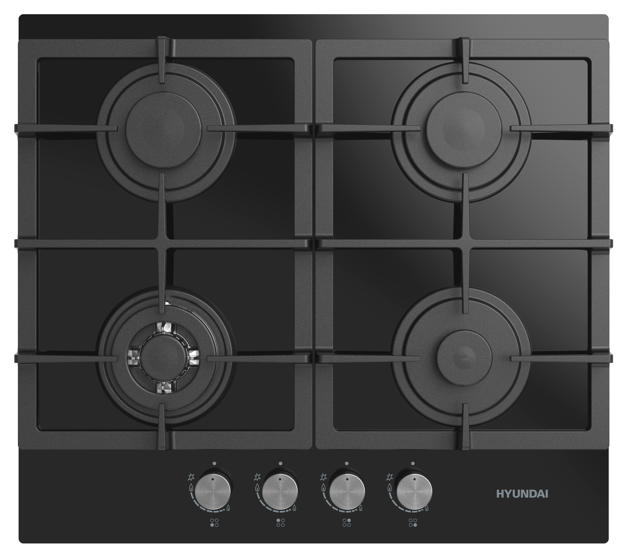 Изображение товара Газовая варочная панель Hyundai HHG 6435 BG 58 см 4 конфорки цвет черный