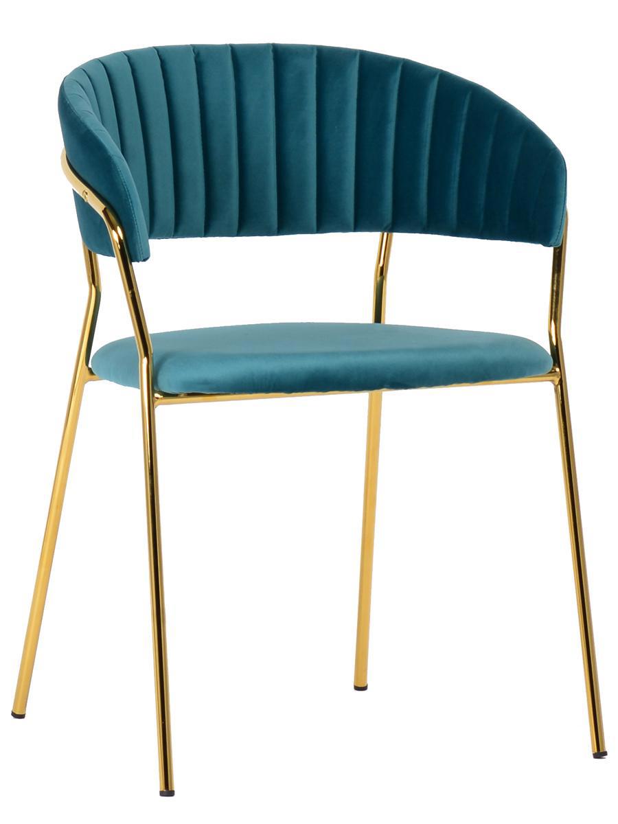 Изображение товара Современный стул с золотыми ножками и синей обивкой BRADEX HOME Olimpia FR 0197