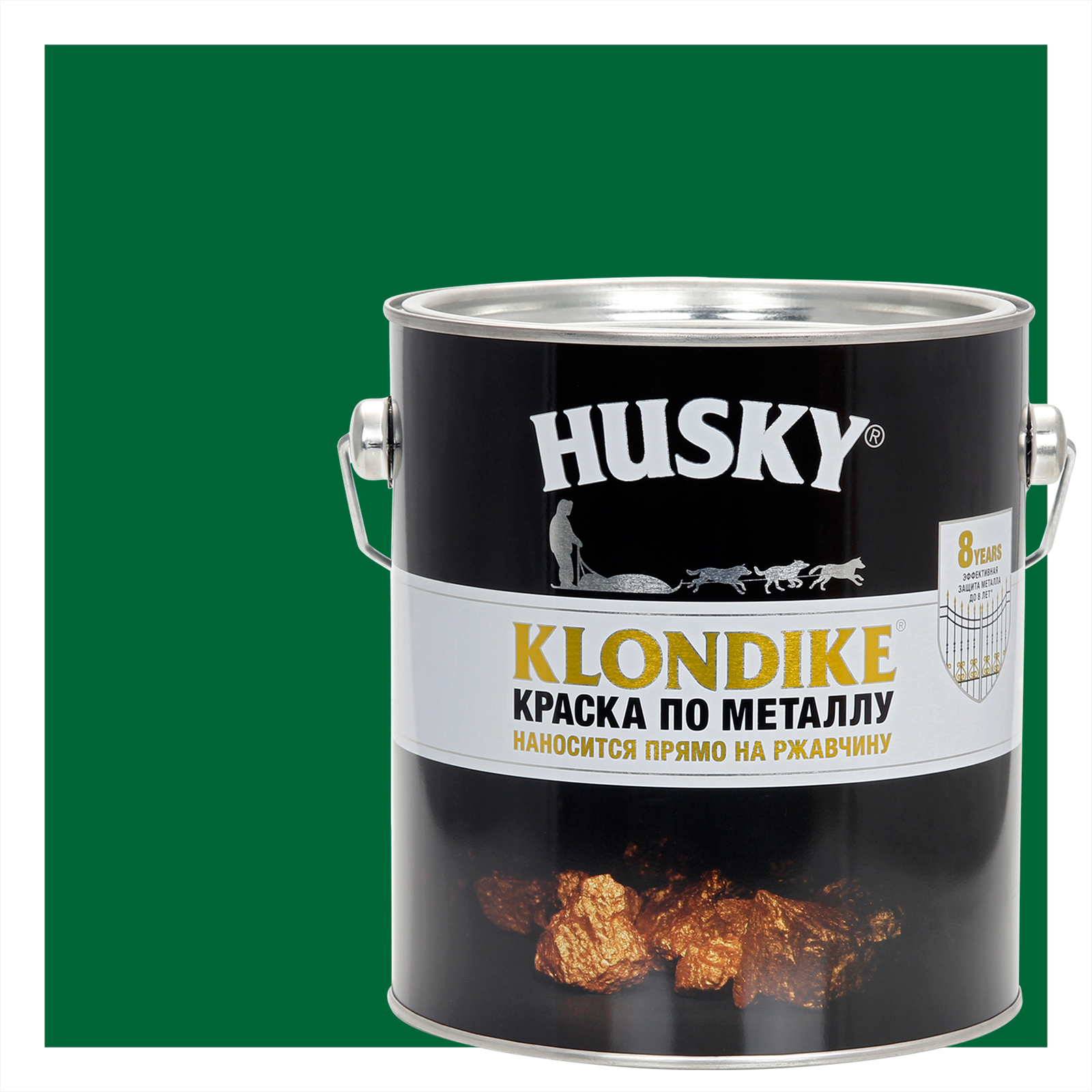 Изображение товара Краска по металлу Husky Klondike глянцевая цвет зеленый 2.5 л RAL 6002 Изображение товара Краска по металлу Husky Klondike глянцевая цвет зеленый 2.5 л RAL 6002