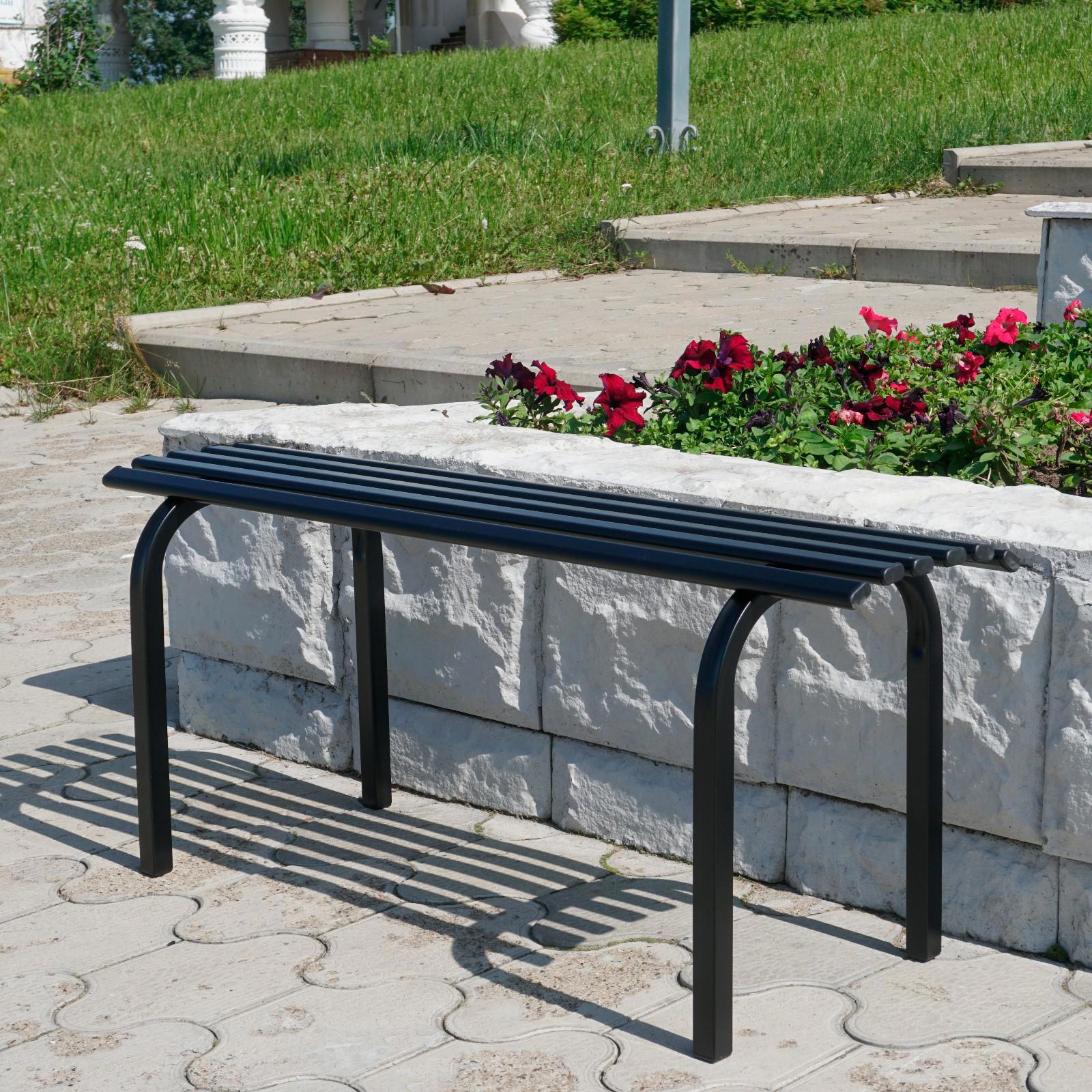 Изображение товара Садовая скамья из стали 3 места, бежевый цвет, Россия