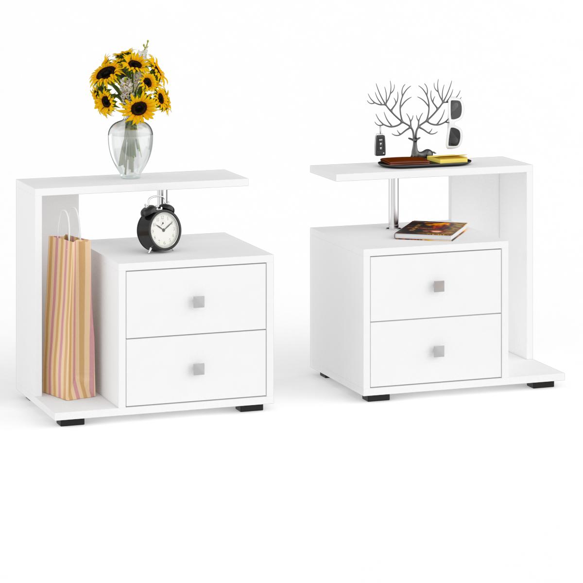 Изображение товара Прикроватные тумбочки Камелия белый 56x55x39 см комплект из 2 шт