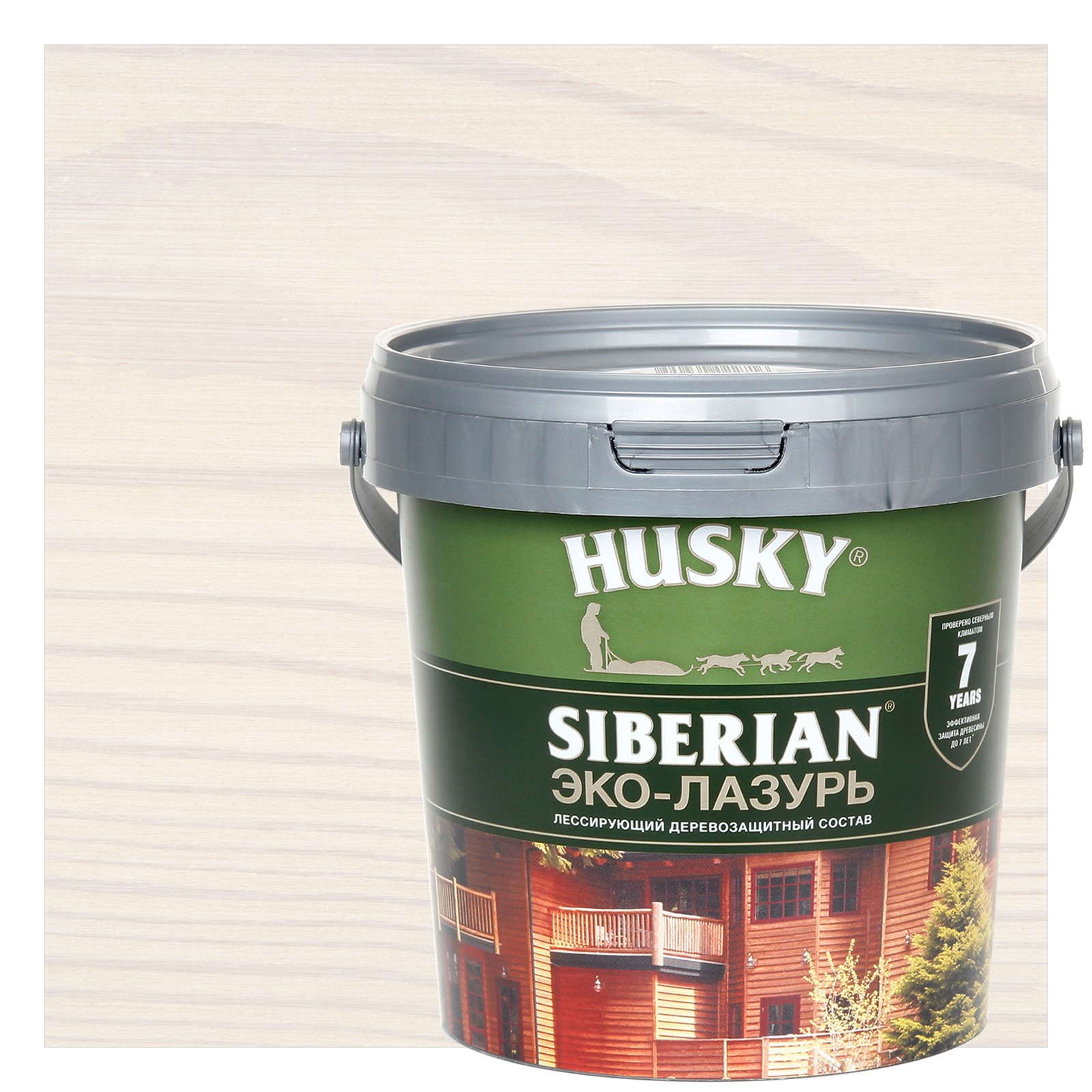 Изображение товара Эко-лазурь Husky Siberian полуматовая цвет белый 0.9 л