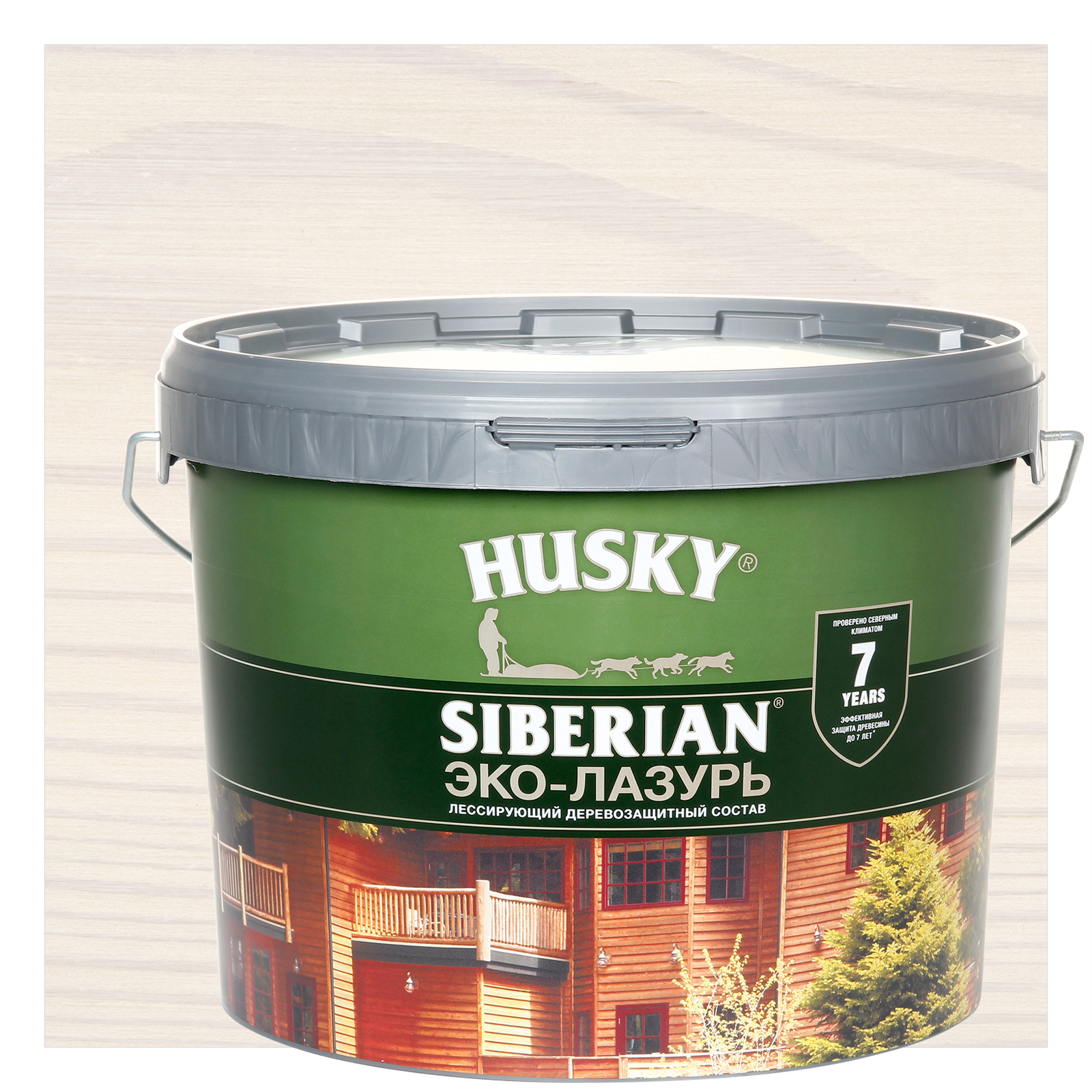 Изображение товара Эко-лазурь Husky Siberian полуматовая цвет белый 9 л