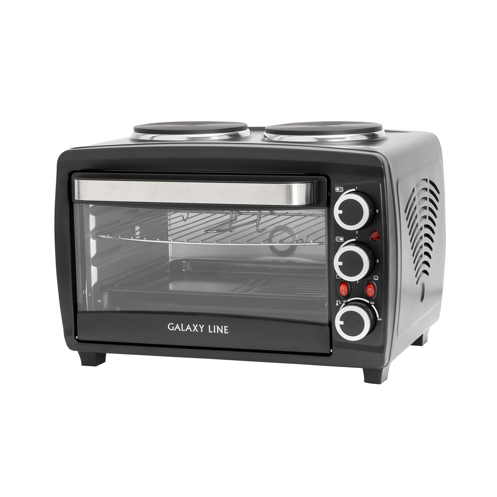 Изображение товара Мини-печь GALAXY LINE GL2606 26л 2 конфорки механическая черная