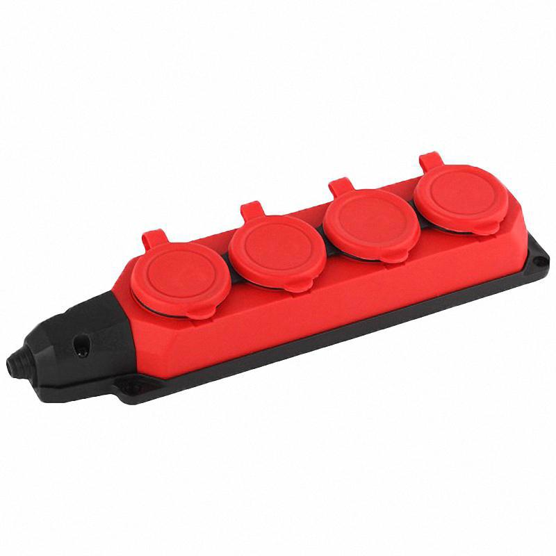 Изображение товара AY-KA колодка ОУ 4-ая с заземлением каучук 16A IP44 красная Изображение товара AY-KA колодка ОУ 4-ая с заземлением каучук 16A IP44 красная