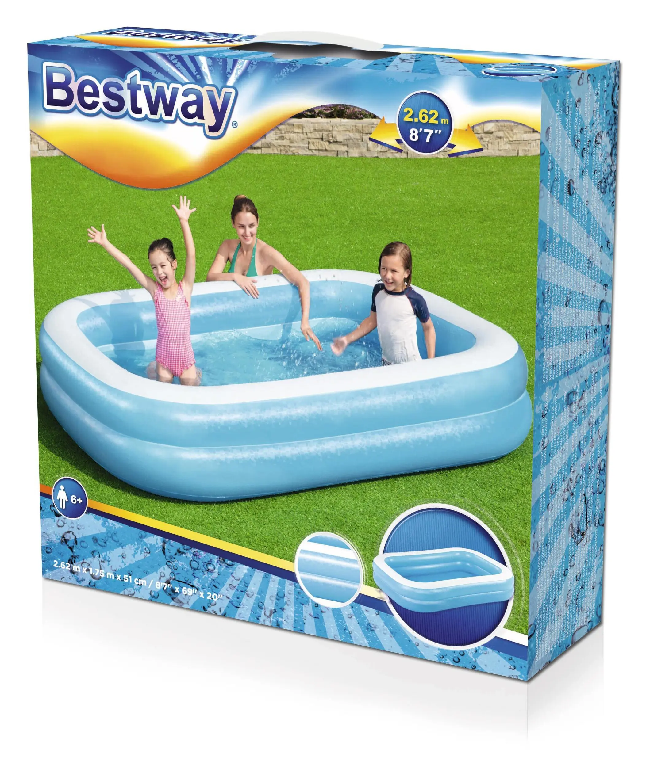 Бассейн надувной прямоугольный детский Bestway 54006 BW 262x175x51 см 778 л - 5