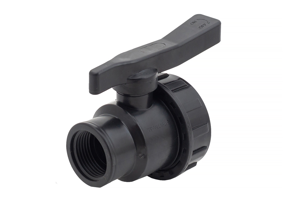 Изображение товара Кран шаровой прямой Политэк DN20 PN16 3/4 ВР из полипропилена