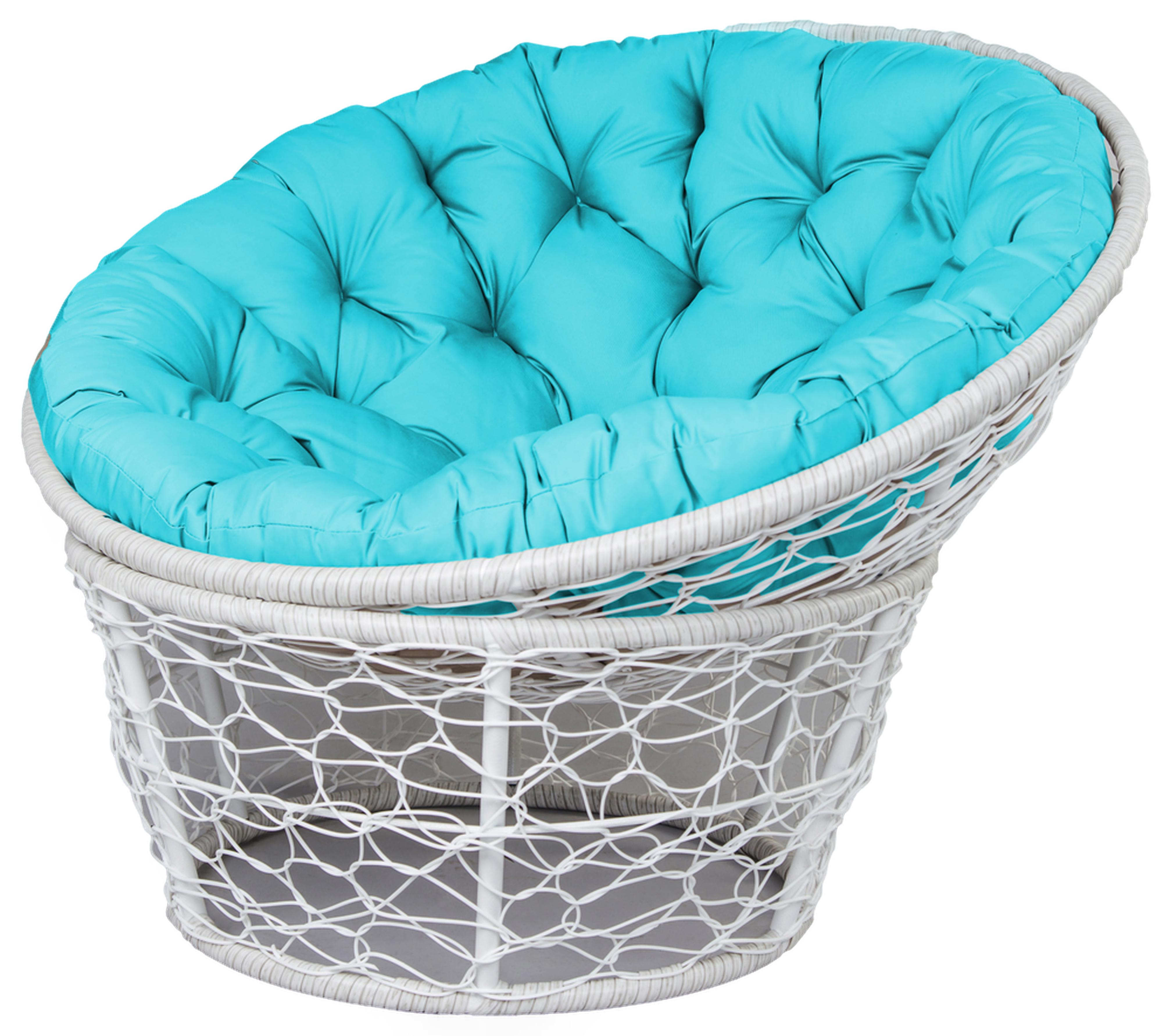 Изображение товара Садовое кресло Мадрид из искусственного ротанга с голубой подушкой GREENGARD