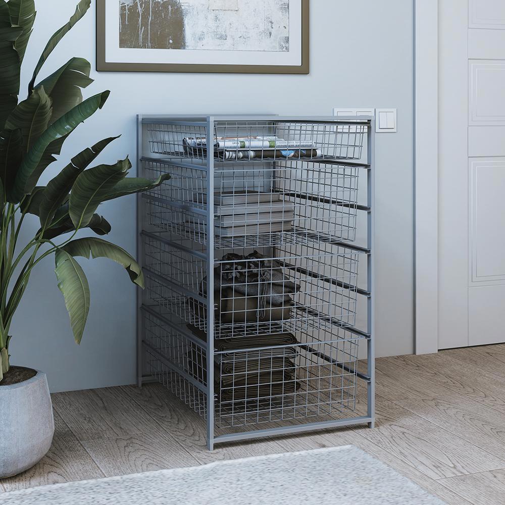 Изображение товара Стеллаж Larvij 54.5x75x43.5 см металлический с сетчатыми корзинами