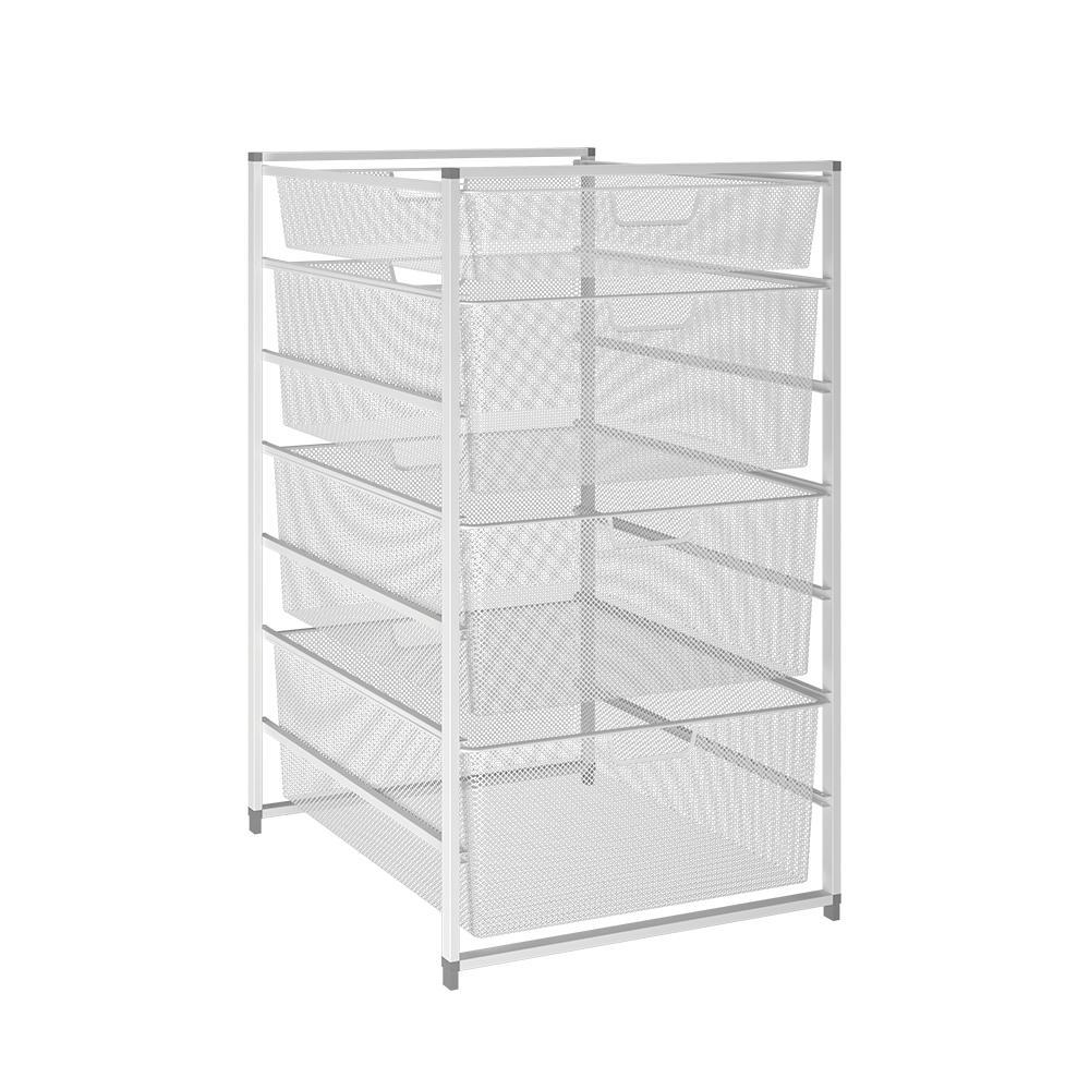 Изображение товара Стеллаж Larvij 56.5x75x43.5 см металл белый с сетчатыми корзинами