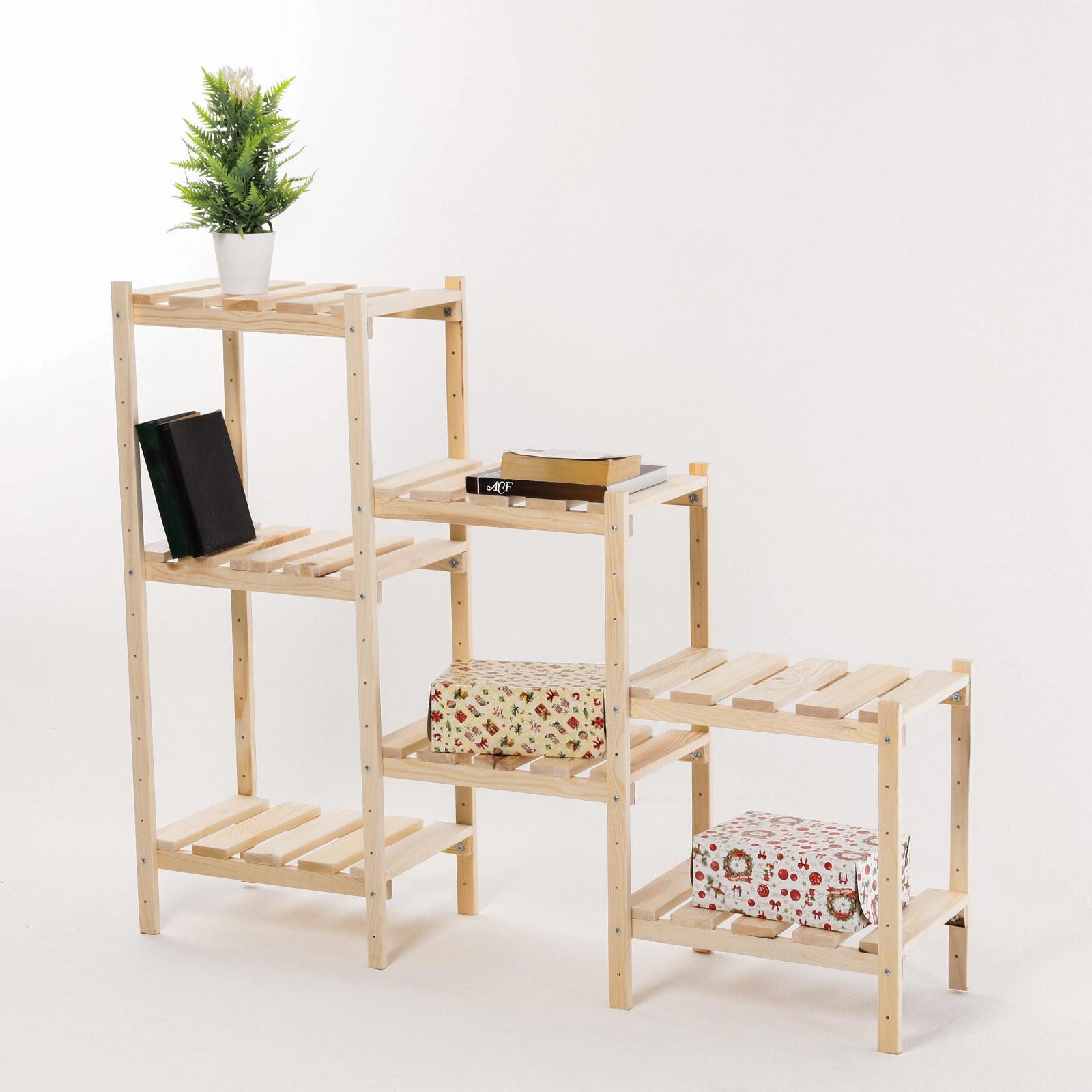 Изображение товара Стеллаж Ёлки-палки 126x93.2x28 см дерево цвет дуб нагрузка на полку до 15 кг