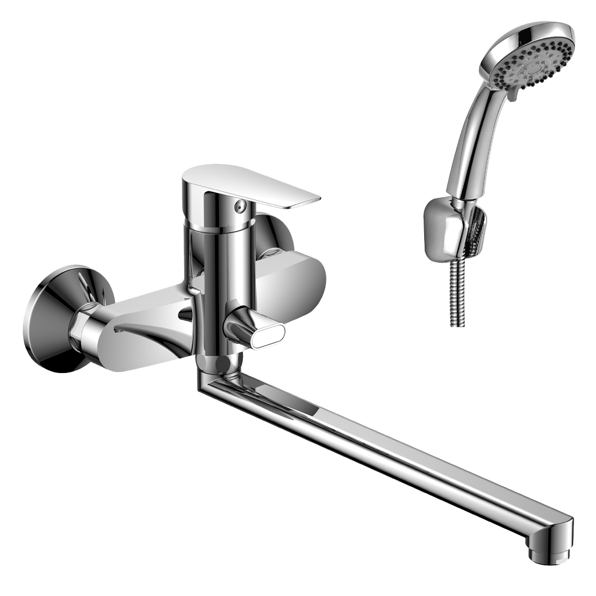 Изображение товара Смеситель для ванны Rossinka LRS35-33/12  универсальный однорычажный с душевой лейкой цвет хром