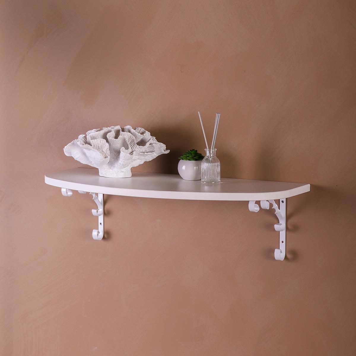 Изображение товара Полка Larvij 25x60 см ДСП белая настенная с кронштейнами Орнаментал